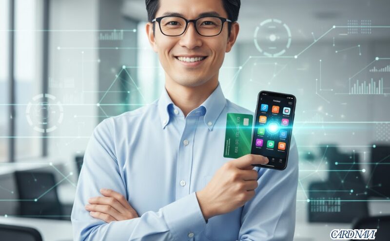 ガソリンスタンドでの給油時にデビット機能が使えず、支払いに戸惑っている男性