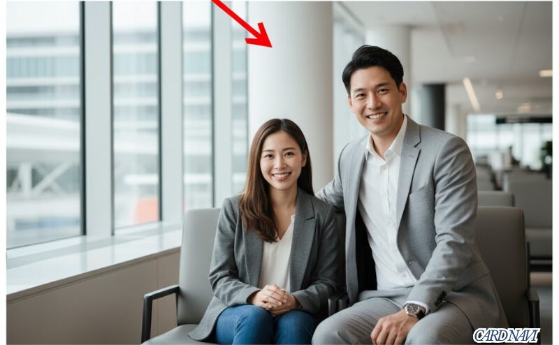 年間利用回数制限付きのプライオリティ・パスで空港ラウンジを利用する夫婦のイメージ