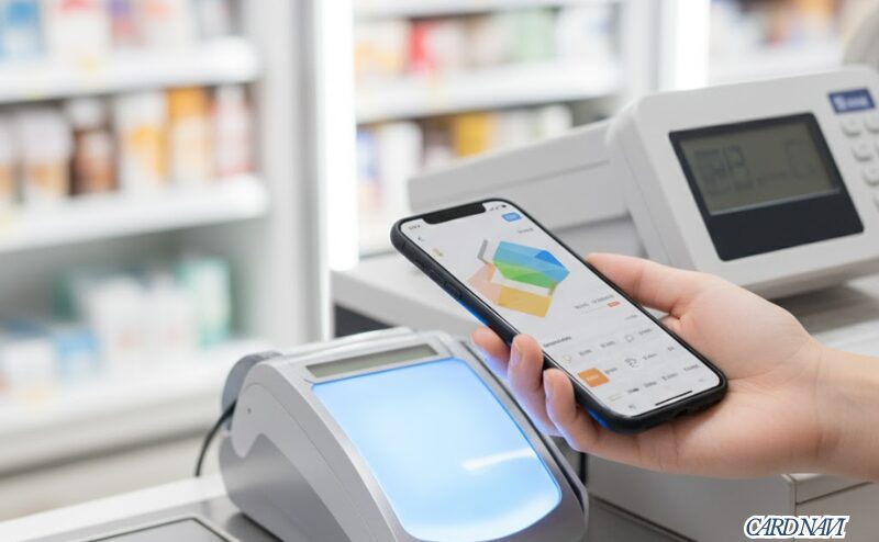 スマートフォンで三井住友カード（NL）のタッチ決済をする女性